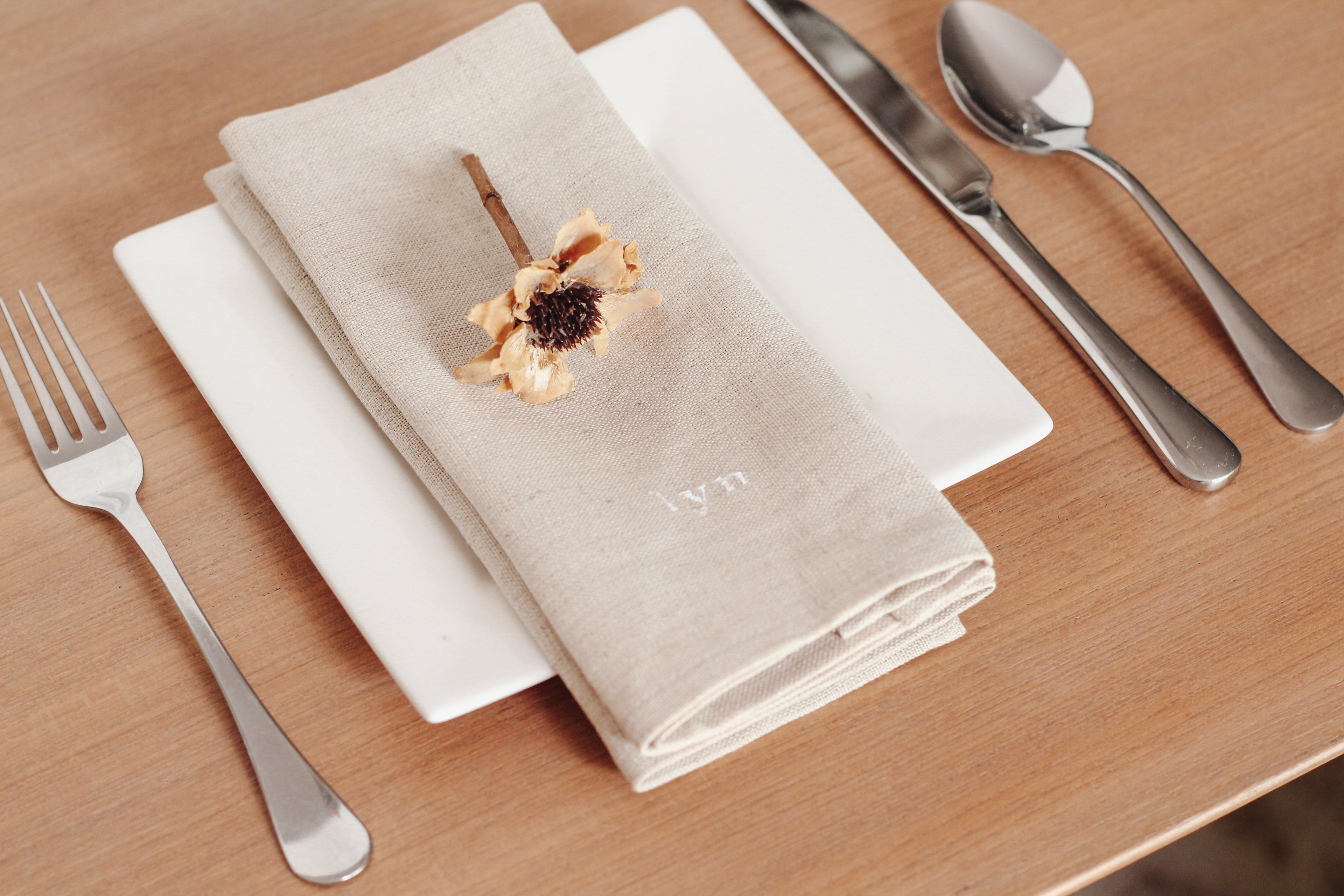 Custom Name Embroidered Linen Napkin