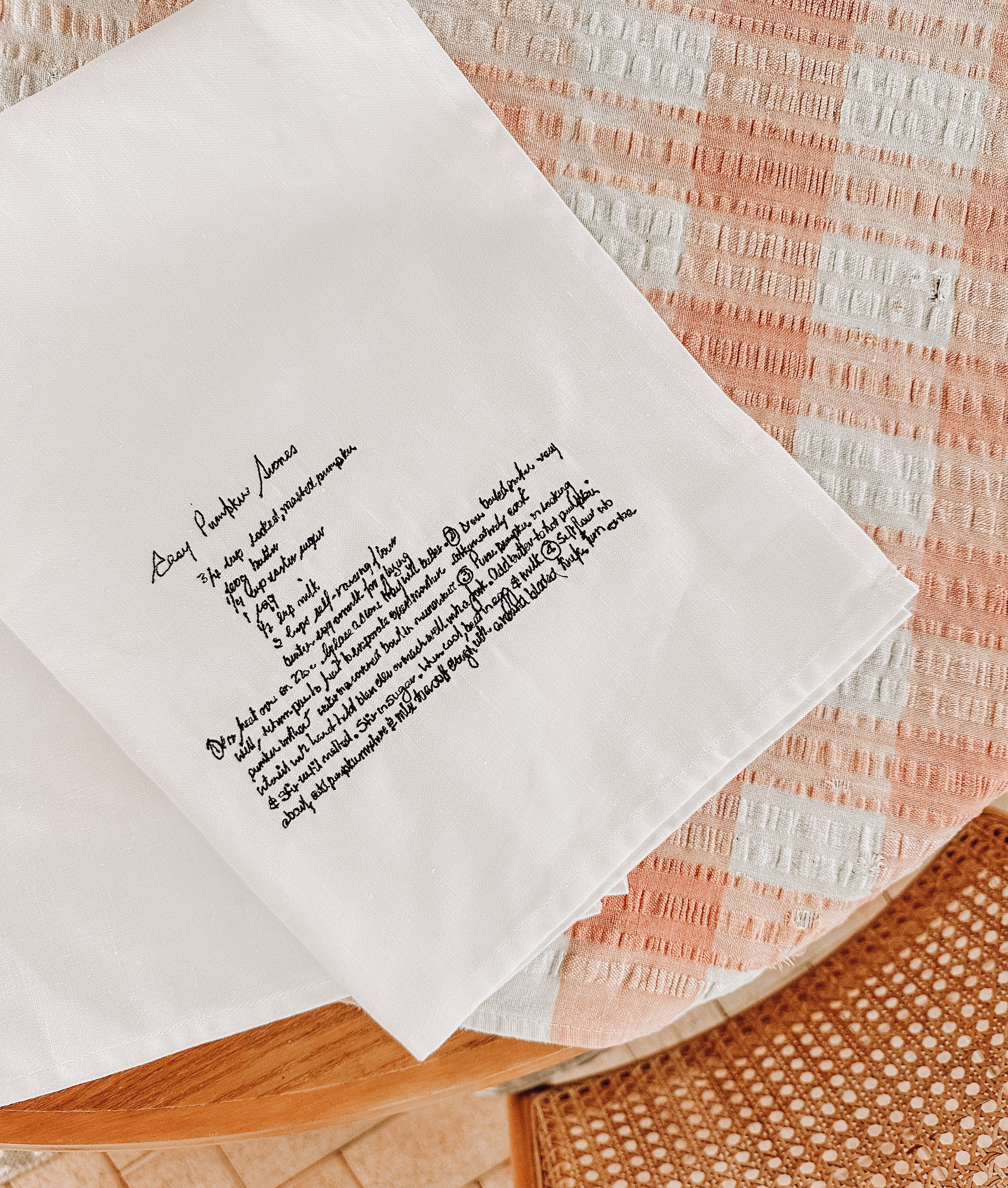 Custom Family Recipe Keepsake - Embroidered Linen Tea Towel