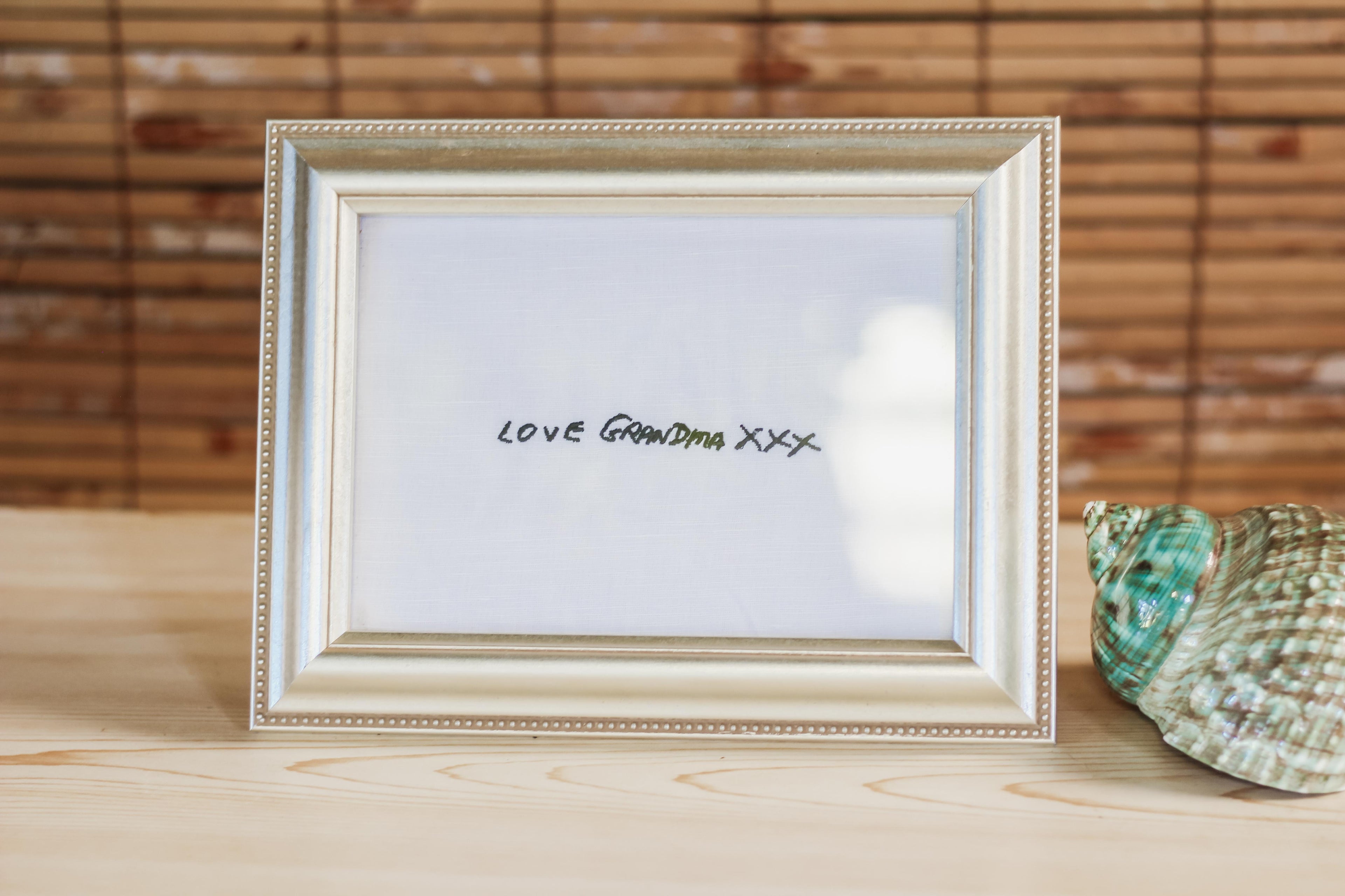 Custom embroidered handwritten note keepsake unframed