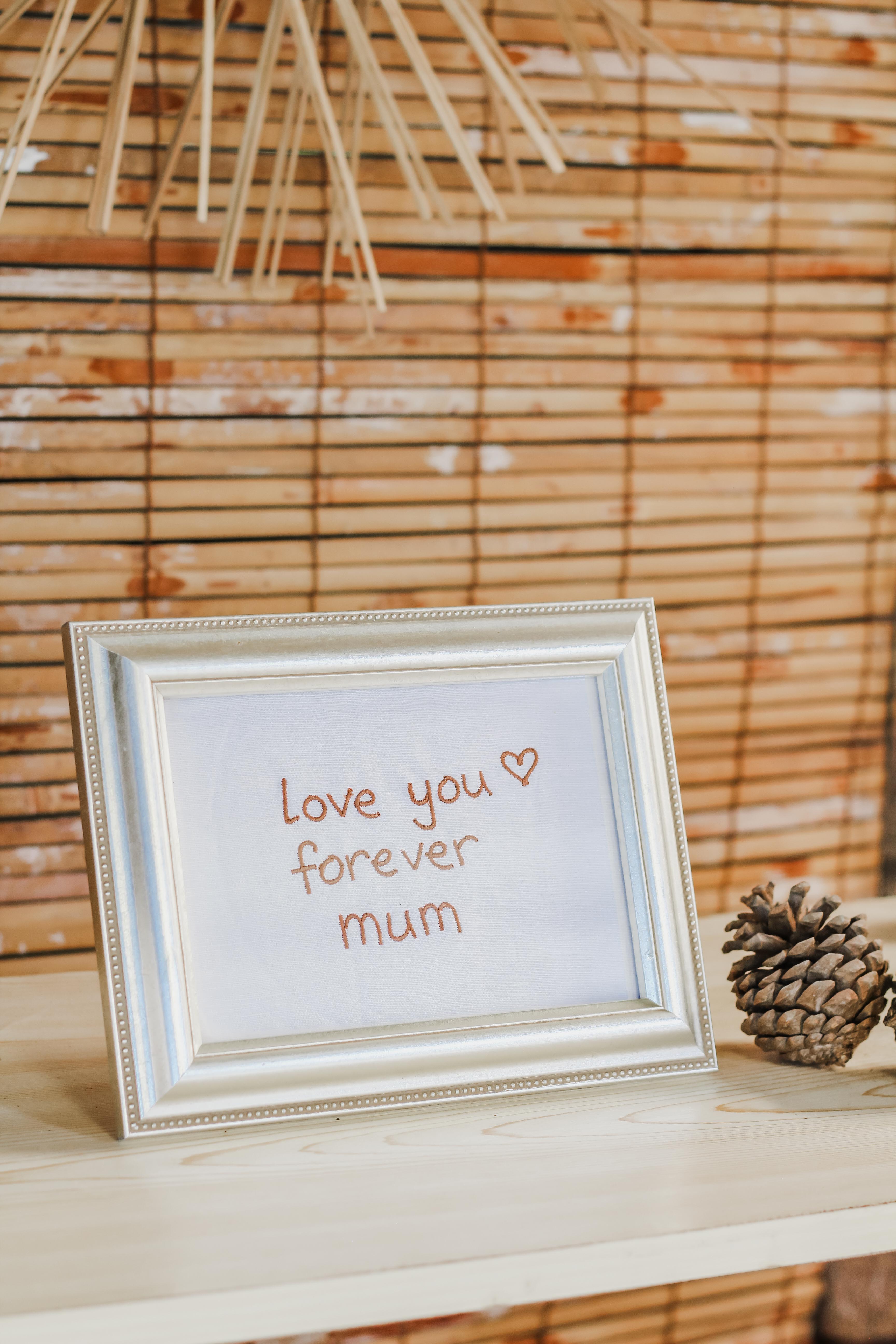 Custom embroidered handwritten note keepsake unframed