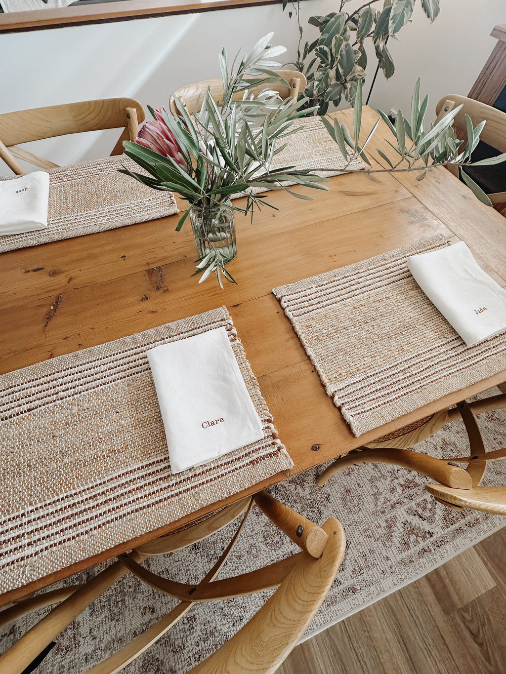 Custom Family Embroidered Linen Napkin Set of 4