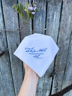 Embroidered handkerchief handwritten note keepsake