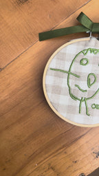 Christmas ornament with custom embroidery of children's handwriting or drawing