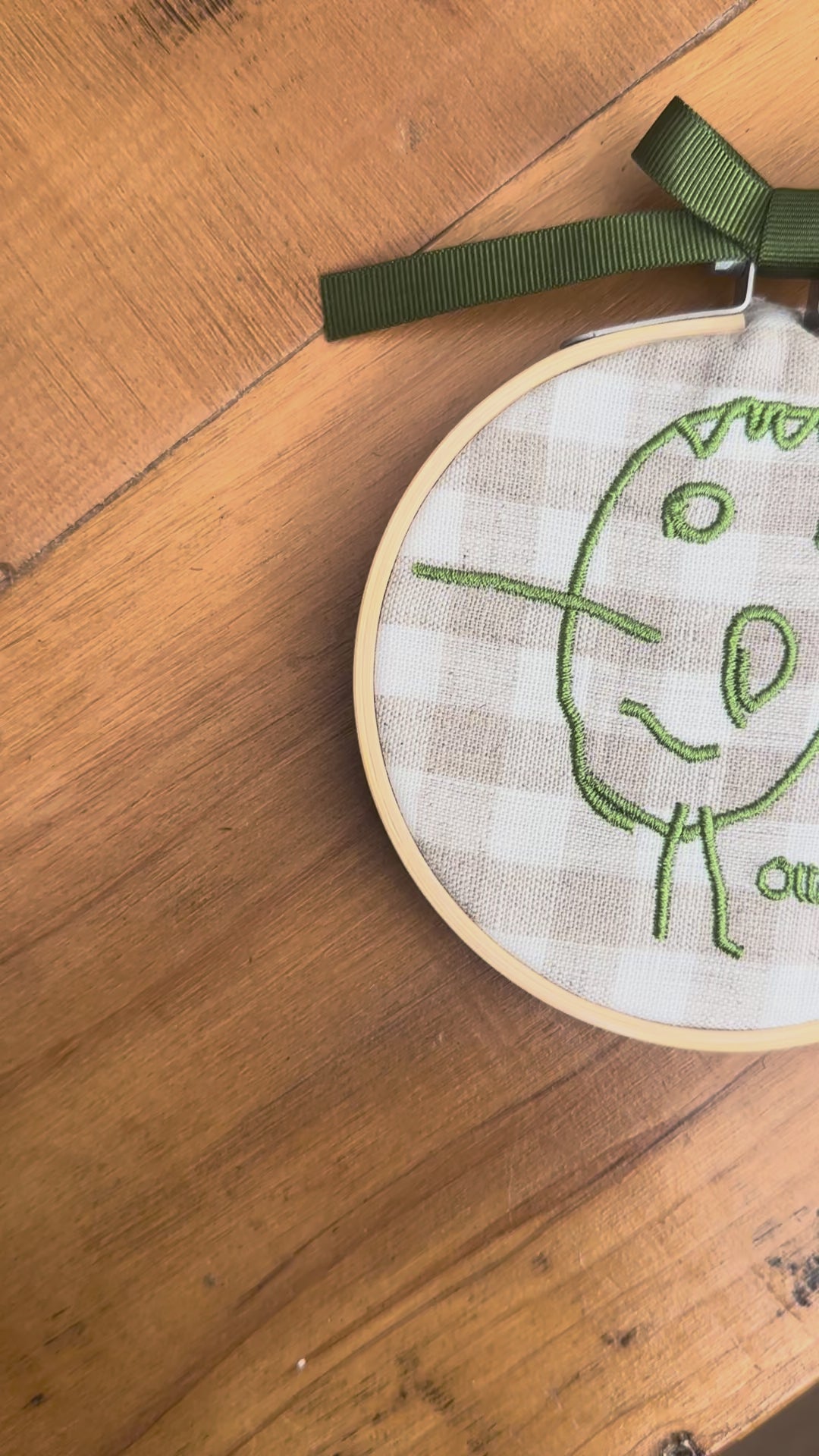Christmas ornament with custom embroidery of children's handwriting or drawing